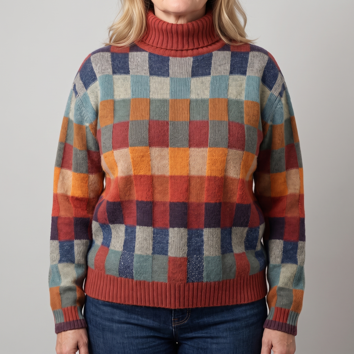 EMMA CHECKED MERINO JUMPER