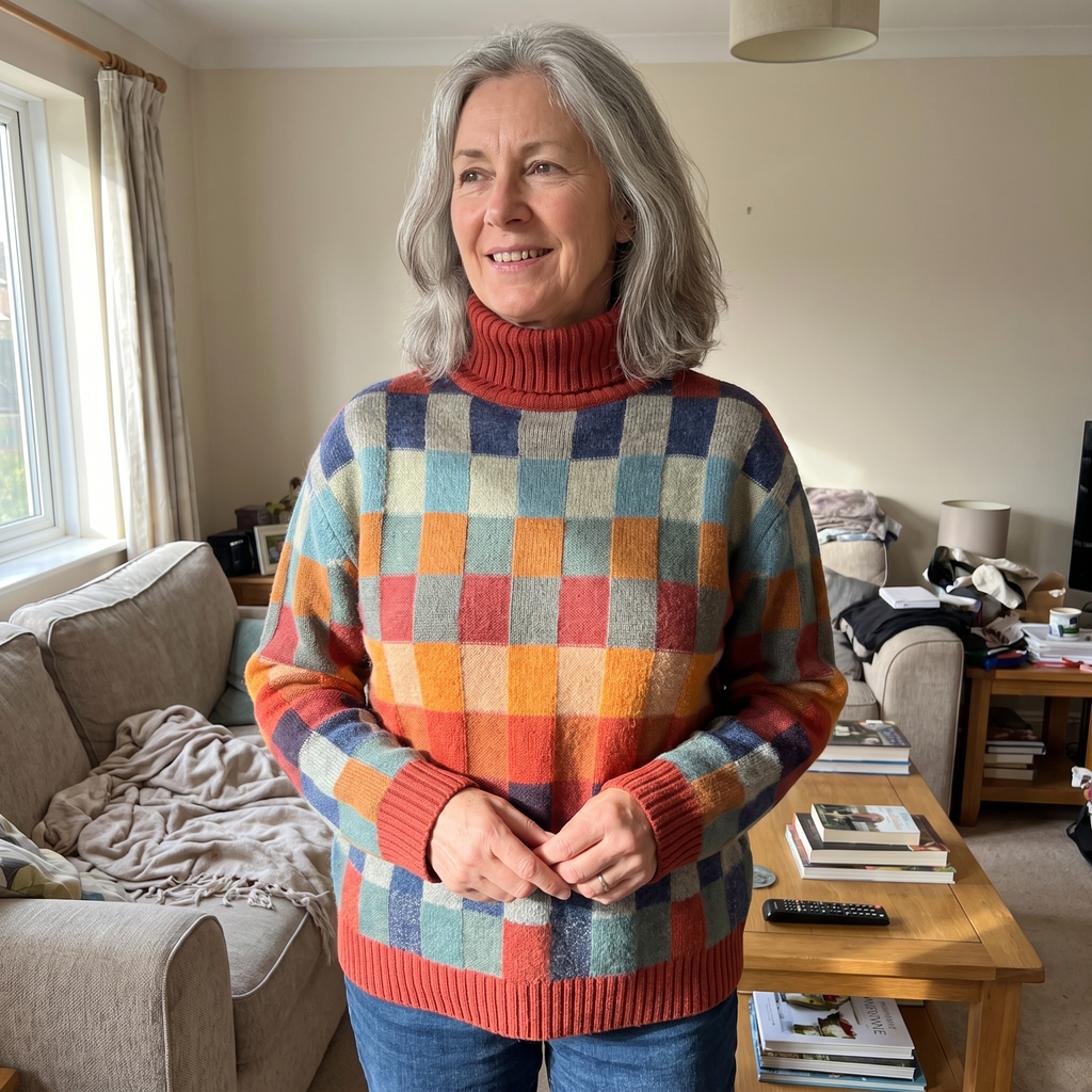 EMMA CHECKED MERINO JUMPER