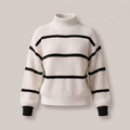 SERELLE STAND COLLAR STRIPED SWEATER