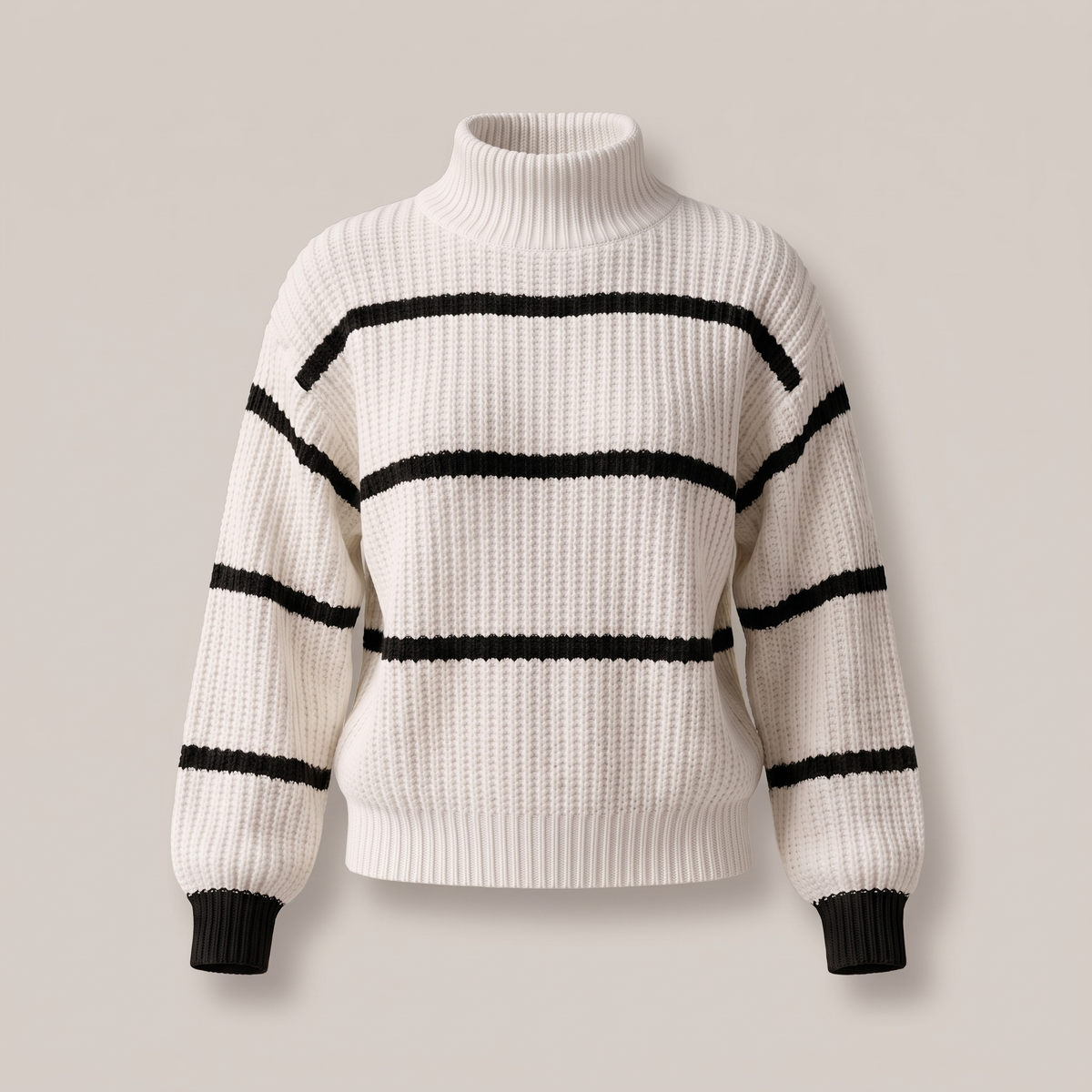 SERELLE STAND COLLAR STRIPED SWEATER