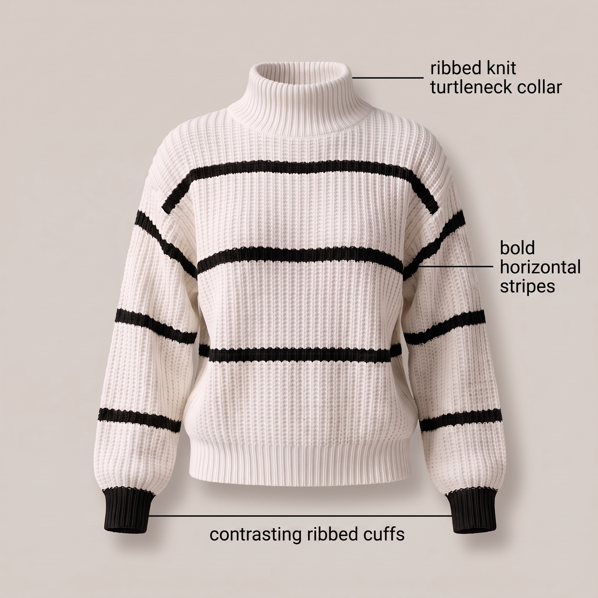 SERELLE STAND COLLAR STRIPED SWEATER