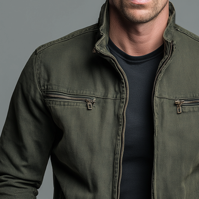 CARLOS™ | Chaqueta Vintage de Algodón con Cremallera