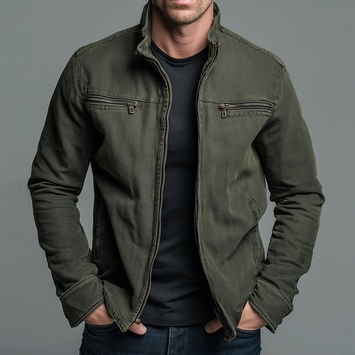 CARLOS™ | Chaqueta Vintage de Algodón con Cremallera