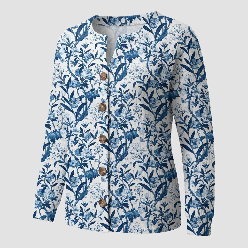 Floral Pattern Print Buttoned Cardigan
