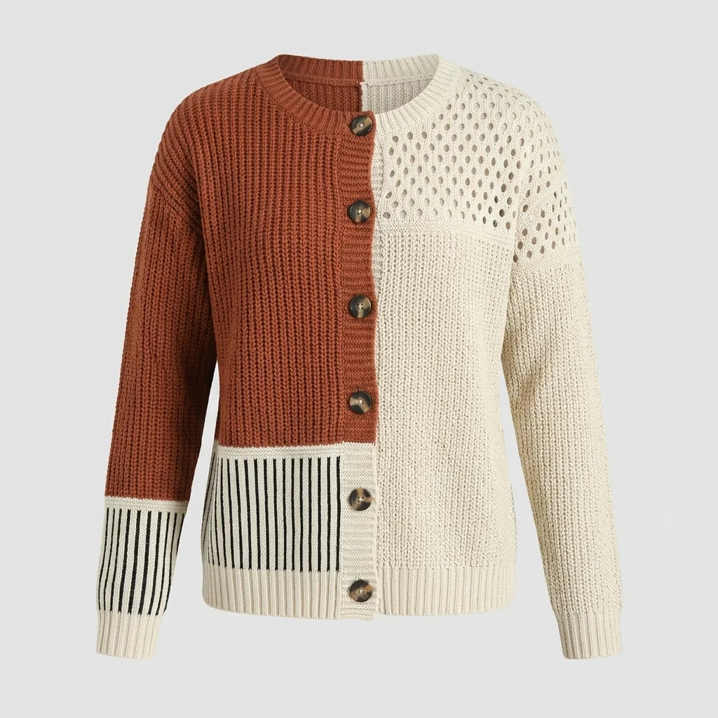 Minimalist Abstract Polka Dots Print Buttoned Cardigan
