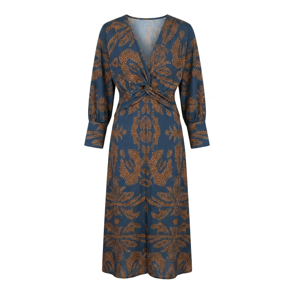NATALIA™ |  VESTIDO MIDI ELEGANTE CON ESTAMPADO ATEMPORAL
