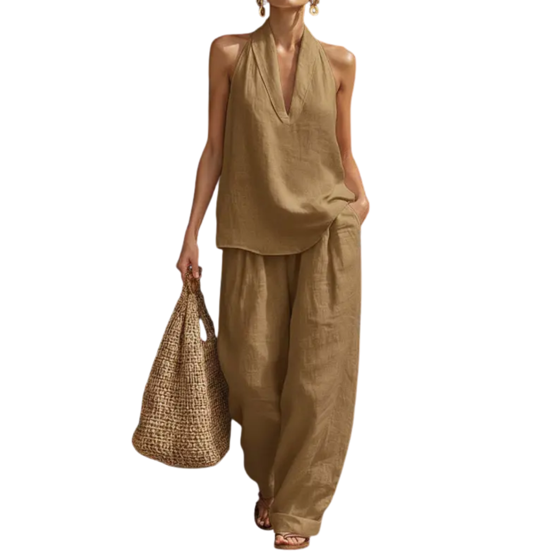 Ismerie | Conjunto Fluido de Dos Piezas con Escote Halter