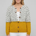 Yellow Polka Dots Print Buttoned Cardigan
