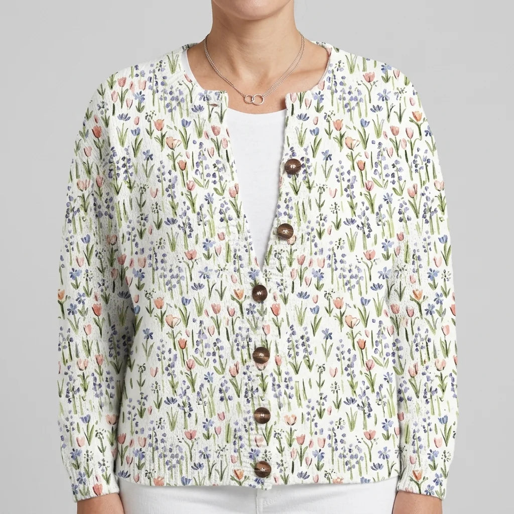 Floral Pattern Printed Buttoned Cardigan