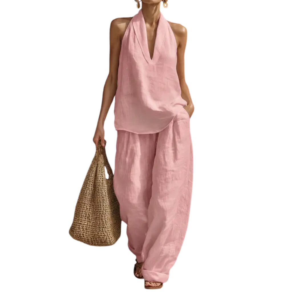 Ismerie | Conjunto Fluido de Dos Piezas con Escote Halter