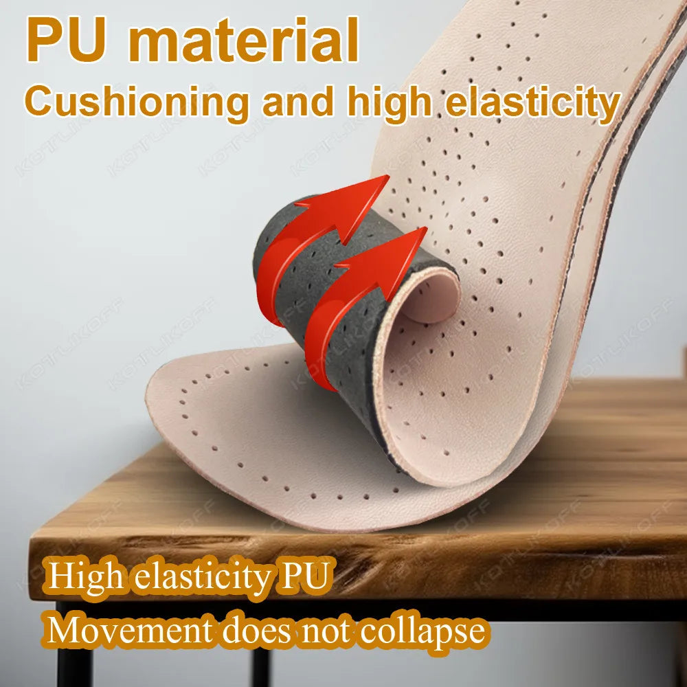 Genuine Leather Orthopedic Insoles For Flat Foot Arch Support Shoe Pad Deodorizing Breathable Arch Foot Care Sole Insert