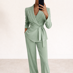 Tabitha | Conjunto de Pantalón de Pernera Ancha con Cinturón Ajustable