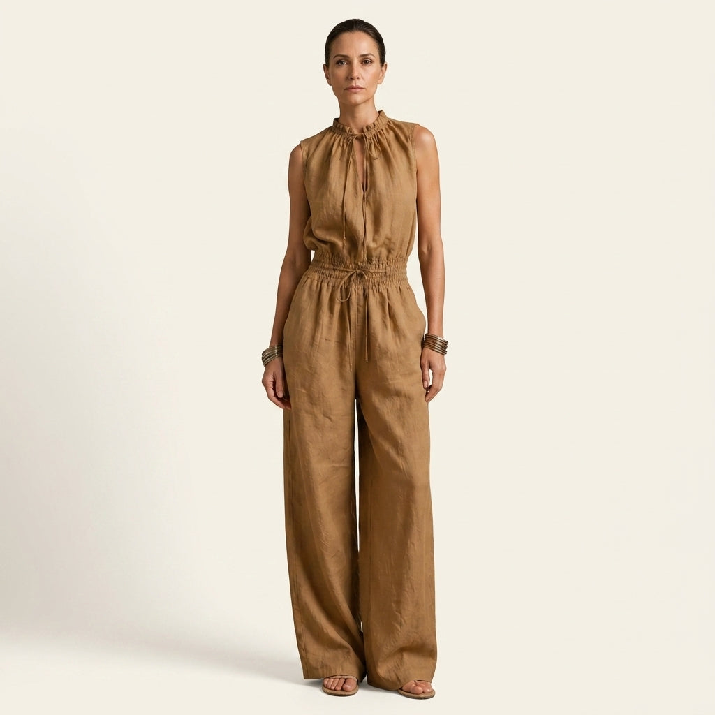 AUREA | Linen Blend Jumpsuit with Adjustable Waist