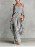 Meliora | Conjunto Fluido Gris con Top de Tirantes y Pantalón Ligero